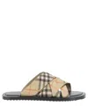 Burberry Jacquard Check Crisscross Slide Sandal In Beige