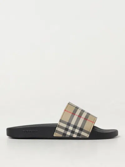 Burberry Men Vintage Check Print Slides In Black