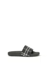 Burberry Men Dark Green Sandals With Check Motif On The Front In Rubber Man In Green