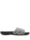 Burberry Dive Embossed Check Pool Slide Sandal In Lichen