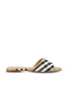 Burberry Sloane Slides Check Pattern Flat Sole Open Toe In Neutral