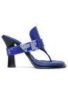 Burberry Leather Bay Heeled Sandals 105 In Blue