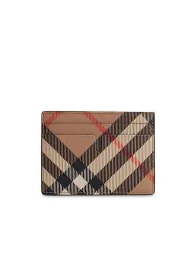 Burberry 'sandon' Beige Polyurethane Card Holder In Brown