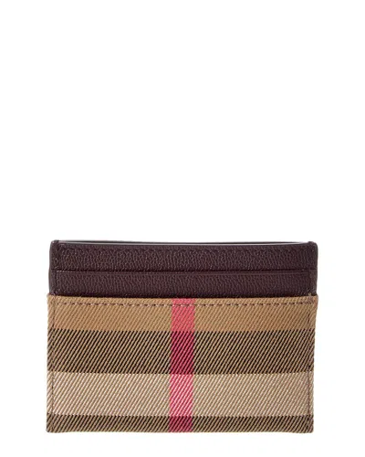 Burberry Sandon Canvas & Leather Card Holder In Brown