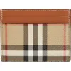 Burberry Beige Check Motif Credit Card Case In Vntg Chk/briar Brown