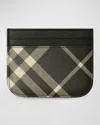 Burberry Sandon Check Card Case In Blackcalico