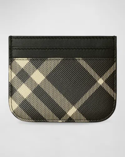 Burberry Sandon Check Card Case In Blackcalico