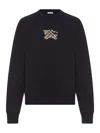 Burberry Crewneck Sweater With Long Sleeves And Logo In Black