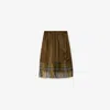 Burberry Checked Midi Fringed Skirt In Camp