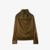 Burberry Checked Scarf Satin Top In Camp