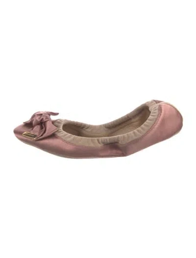 Pre-owned Burberry Satin Colorblock Pattern Ballet Flats In Pink