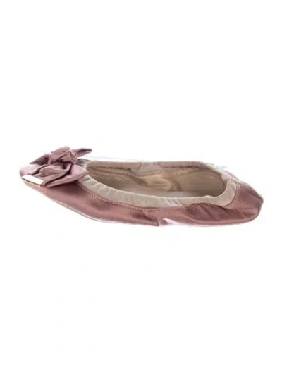 Pre-owned Burberry Satin Colorblock Pattern Ballet Flats In Pink
