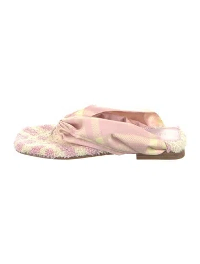 Pre-owned Burberry Satin Patterned Slides In Multi