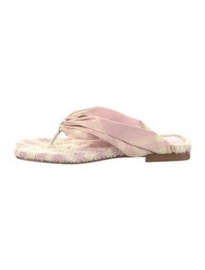 Pre-owned Burberry Satin Printed Flip Flops W/ Tags In Pink