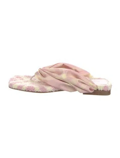 Pre-owned Burberry Satin Printed Slides In Pink
