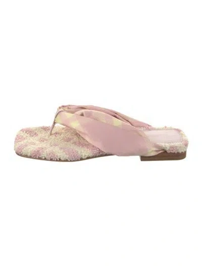 Pre-owned Burberry Satin Printed Slides W/ Tags In Pink