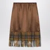 Burberry Checked Midi Fringed Skirt