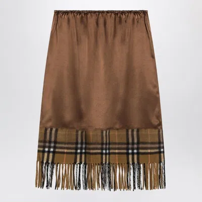 BURBERRY BURBERRY  SATIN SKIRT WITH CHECK PANEL