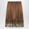 Burberry Checked Midi Fringed Skirt