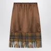 Burberry Checked Midi Fringed Skirt