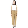 BURBERRY BURBERRY SATIN STRIPE CREPE TAILORED TROUSERS IN DRIFTWOOD