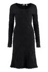 Burberry Wool Dress With Geometric Trimming In Black