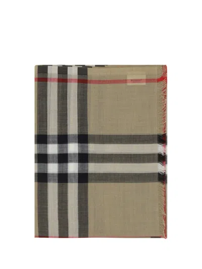 Burberry Mu 220x70 Gnt Chk Gauze Scarves In Archive Beige