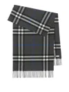 Burberry Marlborugh Grey Wool Scarf In Black