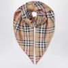 Burberry Check Silk Scarf Scarves And Foulards Multicolor In Beige