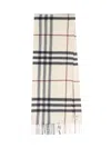 Burberry Stone Check Pattern Fringed Edge Rectangular Shape Logo Patch To The Front Brushed Finish In Neutral