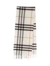 Burberry Stone Check Pattern Fringed Edge Rectangular Shape Logo Patch To The Front Brushed Finish In White