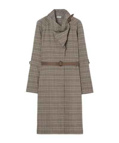 Burberry Scarf Collar Check Wool Dress In Multi