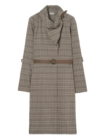 Burberry Scarf-collar Checked Mini Dress In Multi