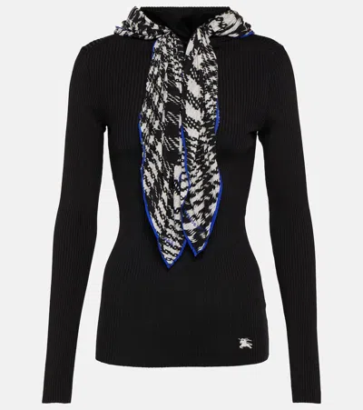 BURBERRY SCARF-DETAIL RIBBED-KNIT SWEATER