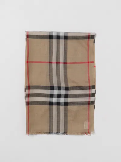 Burberry Scarf In Check Wool And Silk In Brown