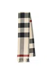 Burberry Check Wool Scarf In Stone