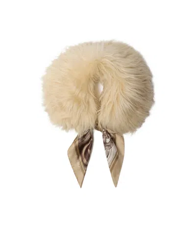 Burberry Scarf Trim Shearling Collar In Neutral