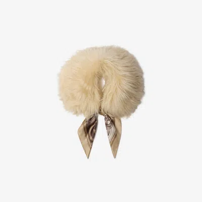 Burberry Scarf Trim Shearling Collar In Neutral