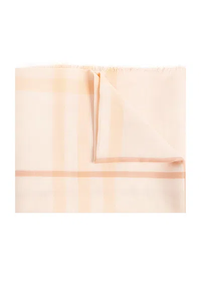 Burberry Check Motif Wool Scarf In Pink