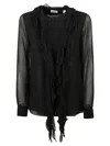 Burberry Lightweight Black Shirt With Sheer Design In Black