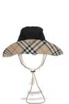 Burberry Check Brim Gabardine Bucket Hat In Black