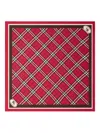 Burberry Medium Check Ekd Stamp Square Silk Twill Scarf In Red