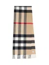Burberry Checked Cashmere Blend Scarf In Beige