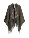Burberry Check-pattern Reversible Wool Cape In Green