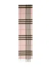 Burberry Cashmere Scarf With Check Pattern And Fringe Detail In Pink