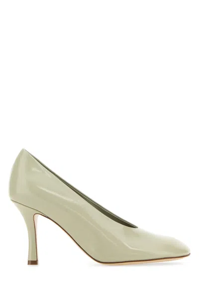 BURBERRY BURBERRY DOVE GREY LEATHER BABY PUMPS