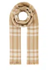 Burberry Woman Embroidered Wool Blend Scarf In Brown