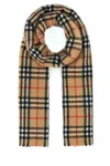 Burberry Checkered Cashmere Scarf With Fringed Edges In Archivebeige