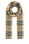 Burberry Women Embroidered Cashmere Blend Scarf In Beige