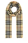 Burberry Women Embroidered Cashmere Blend Scarf In Beige